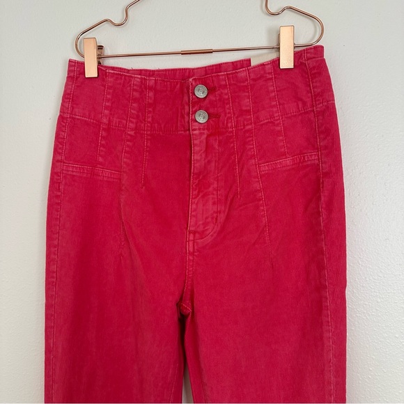 New Free People Jayde Magenta High Rise Flared Corduroy Pants - Picture 8 of 10
